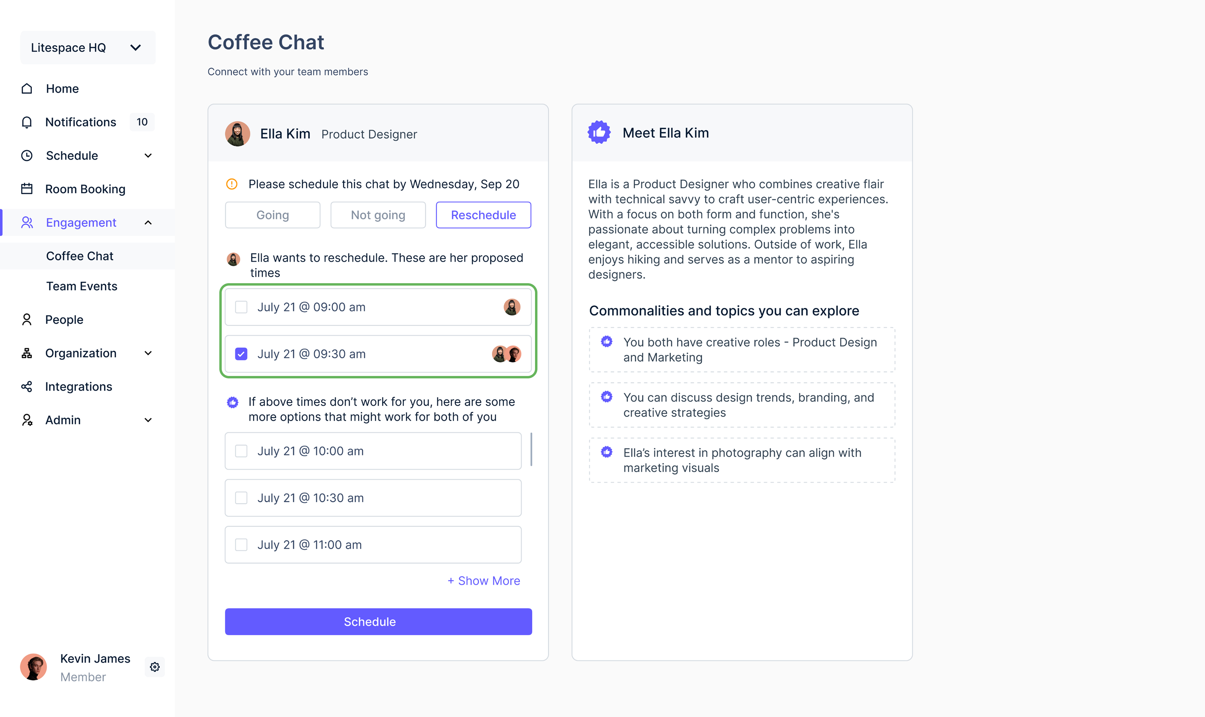 Review and select proposed times