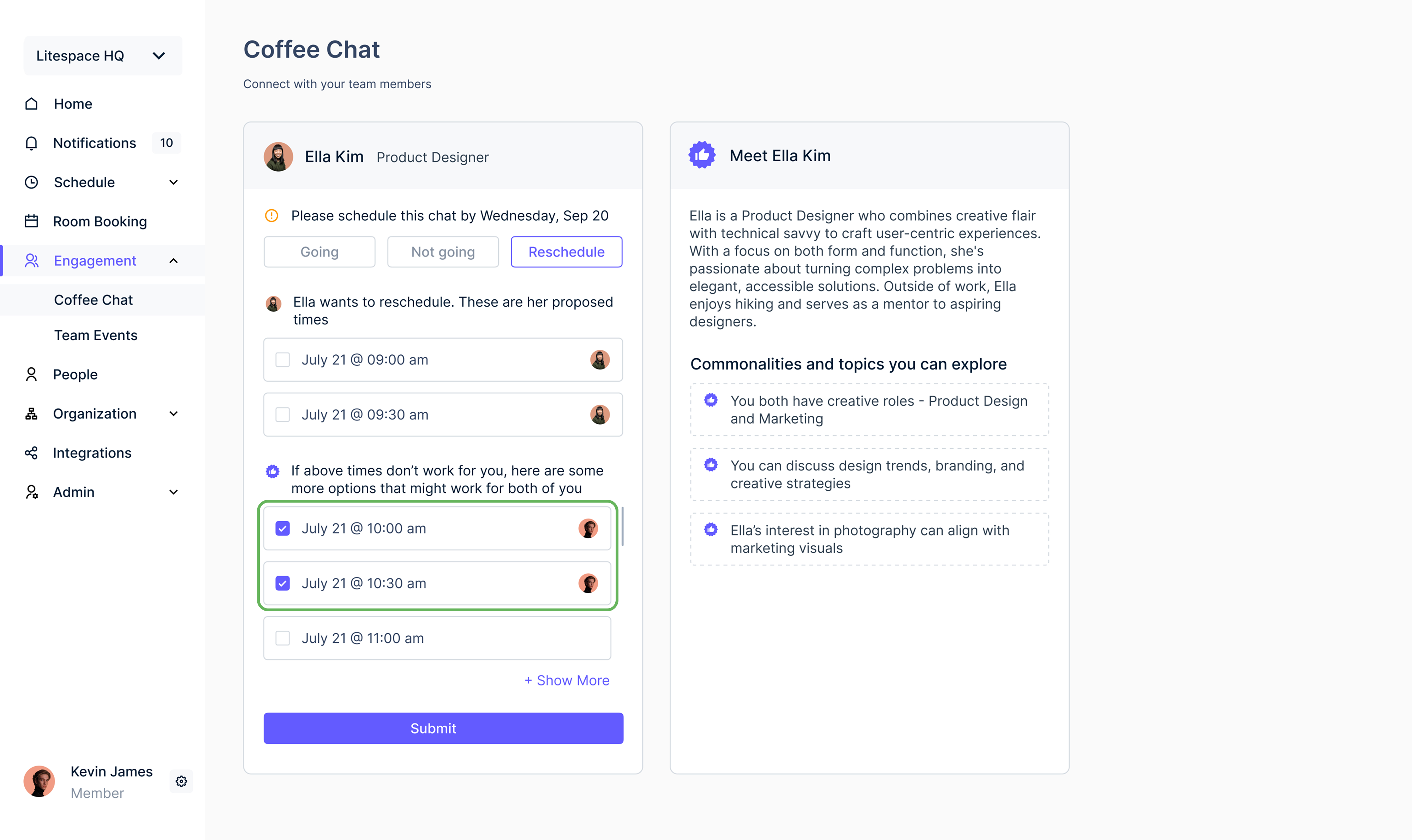 Propose own availability