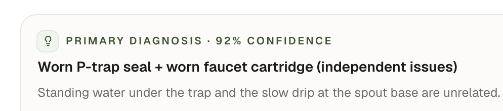 The diagnosis as tested, headed Primary diagnosis, 92% confidence