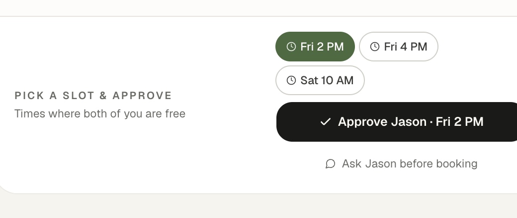 The old approve section, contact hidden as a small link below the Approve button