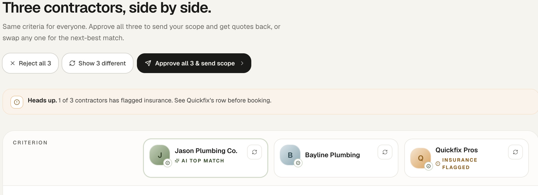 The old page, reject, reroll and approve buttons sitting above the evidence