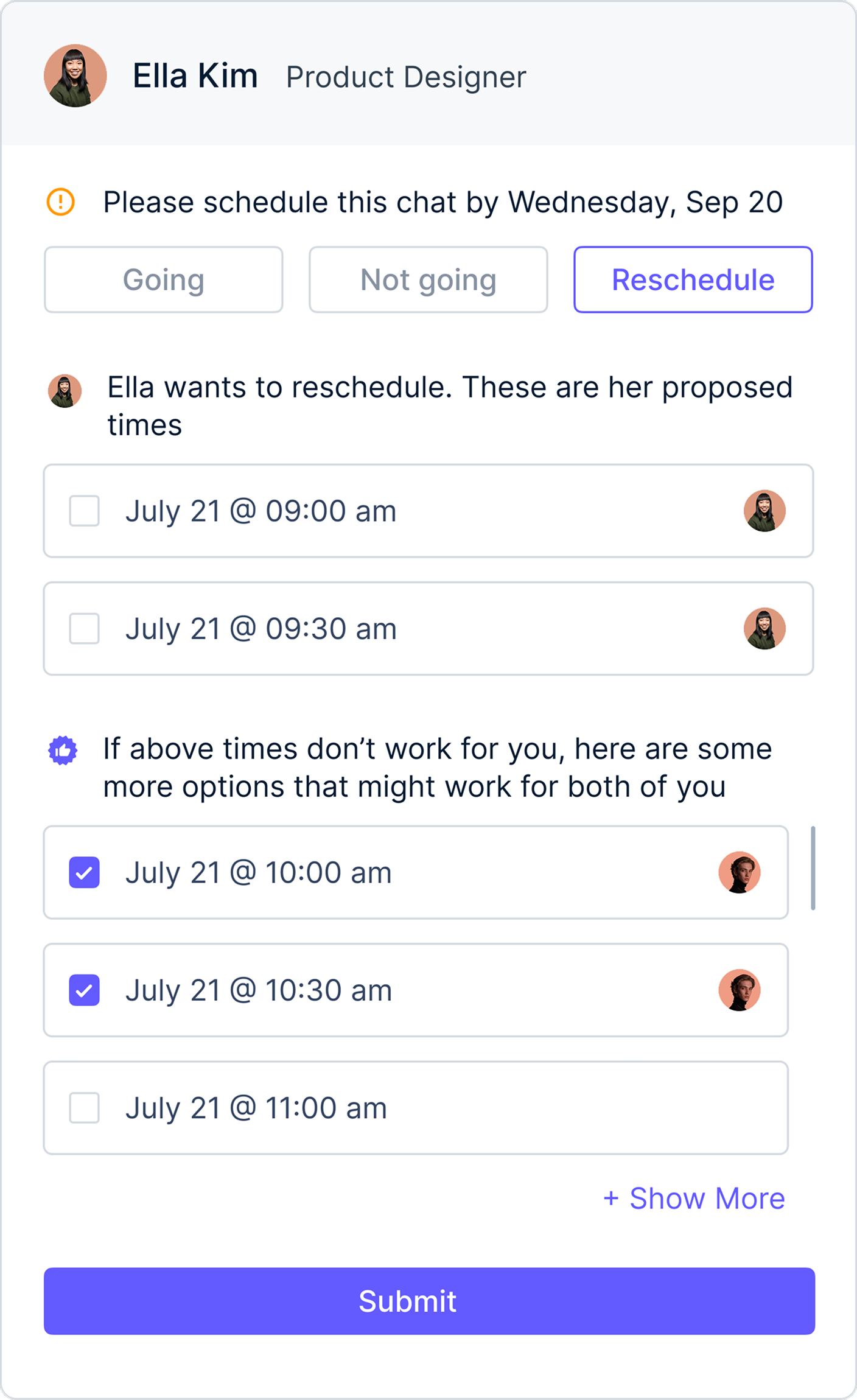 After: simplified scheduling without format selection