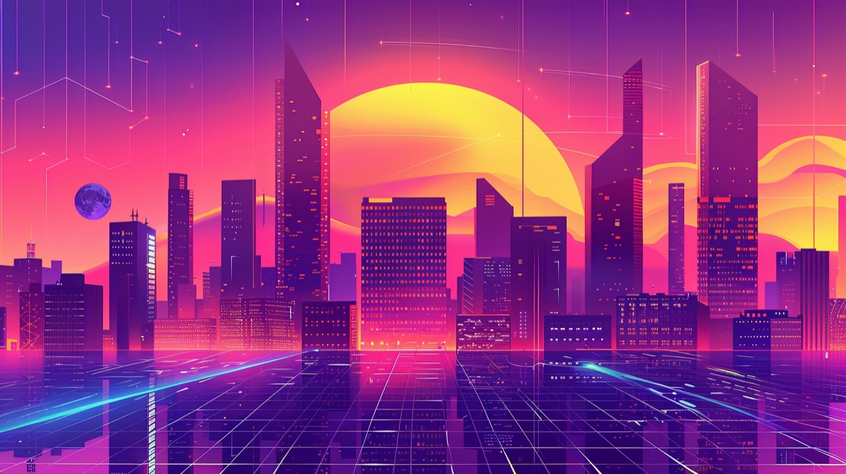 Futuristic neon city