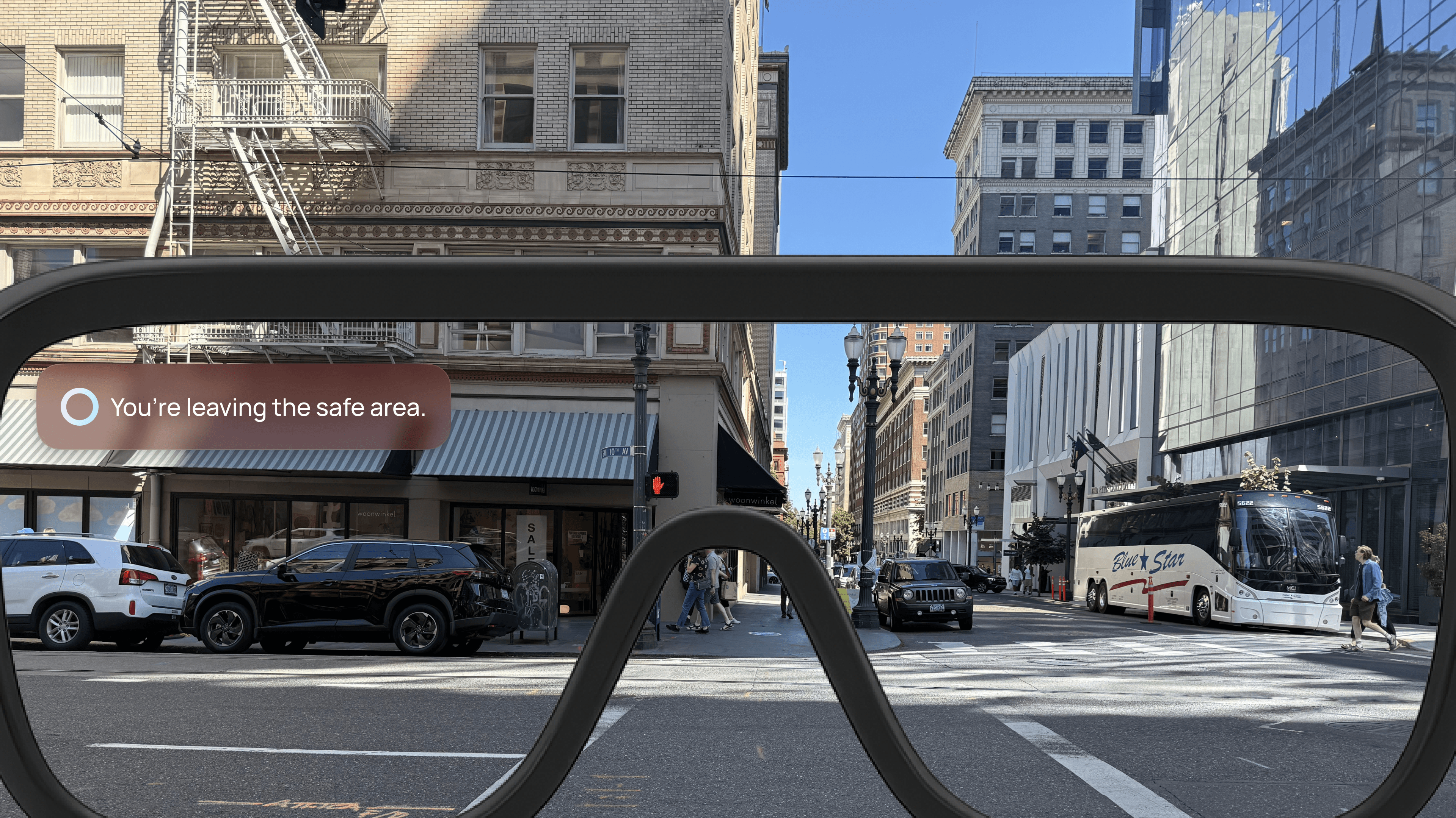 NOVA AR view — You're leaving the safe area