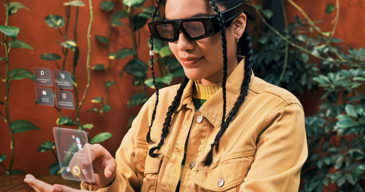 Snap Spectacles AR glasses with a translucent UI panel