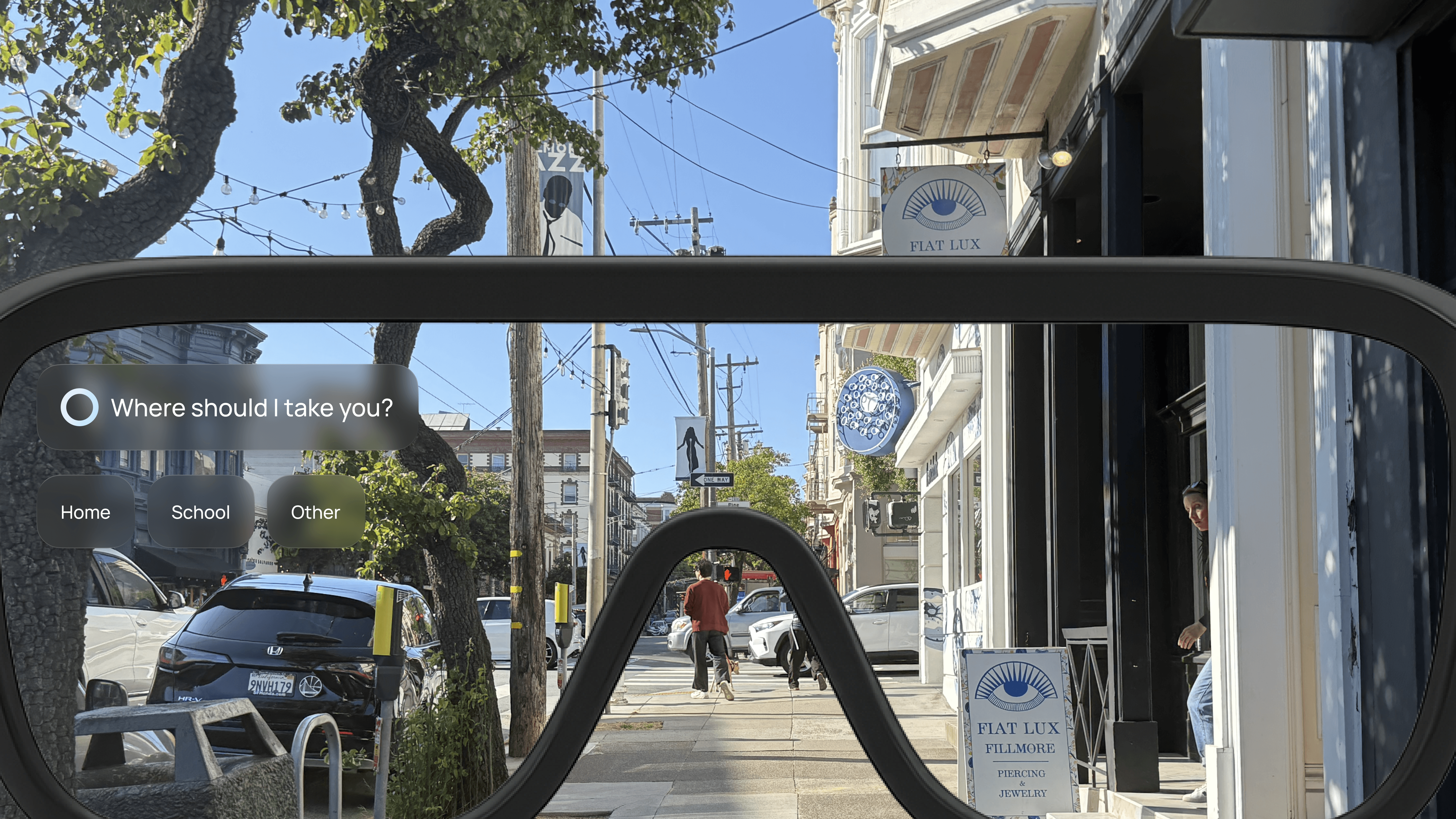 NOVA AR view — Where should I take you? Home / School / Other